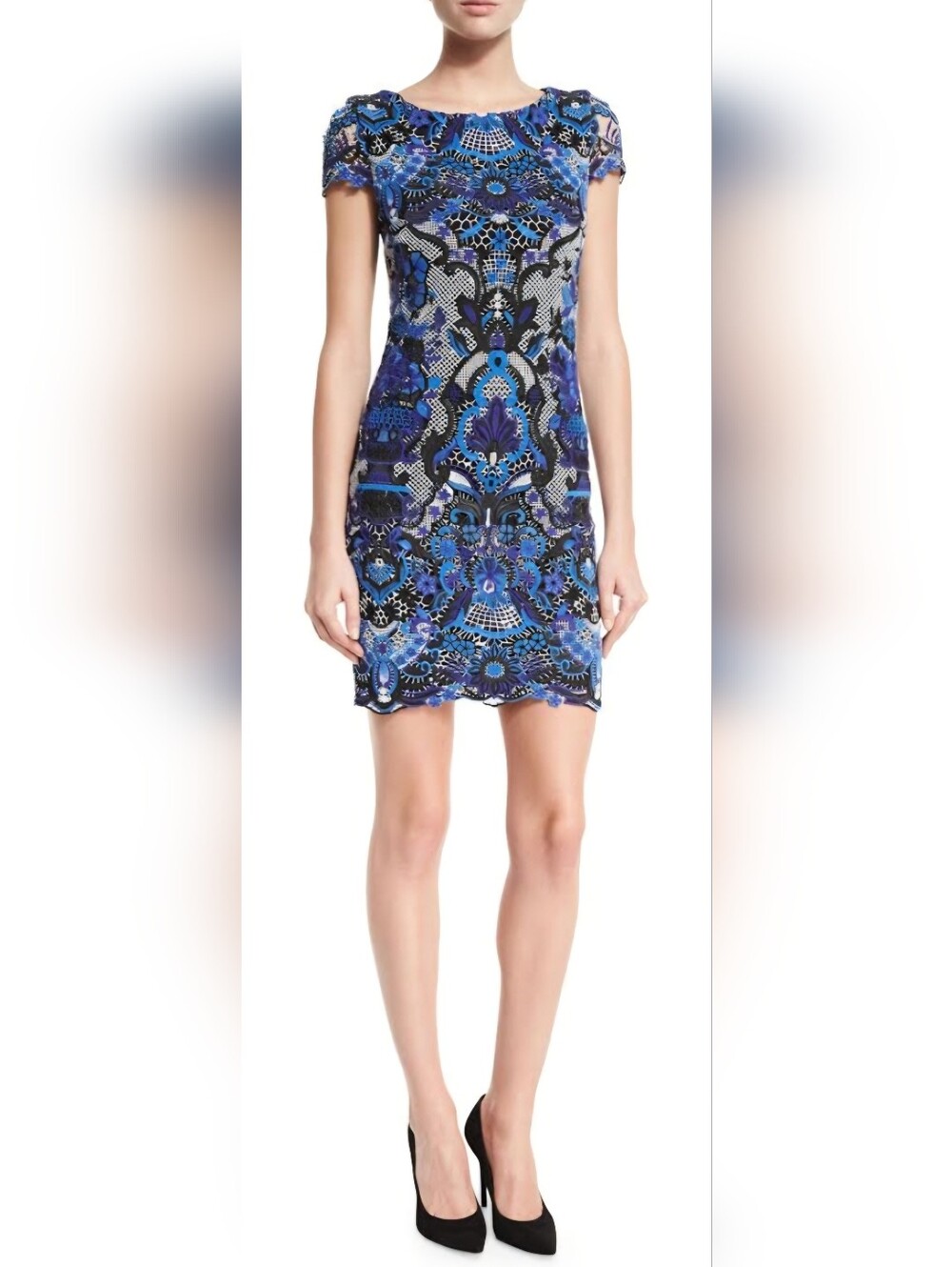 Alice + Olivia Nakia Guipure Lace Dress Blue Size 4 NWOT